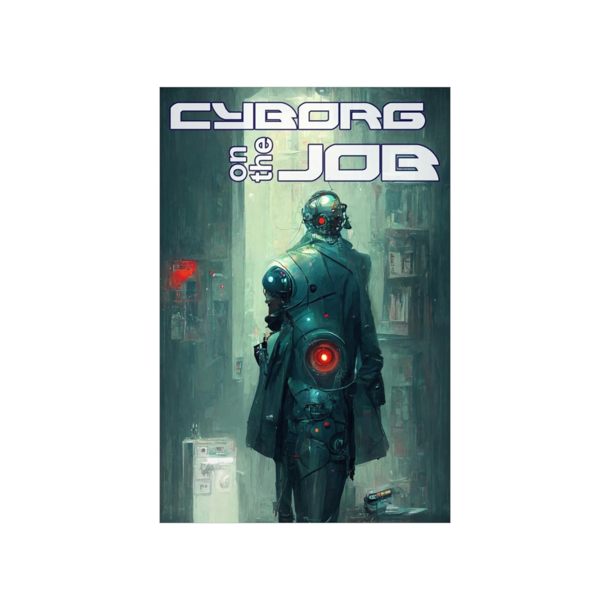 Cyborg on the Job Cyberpunk Inspired Matte Poster - Image 2