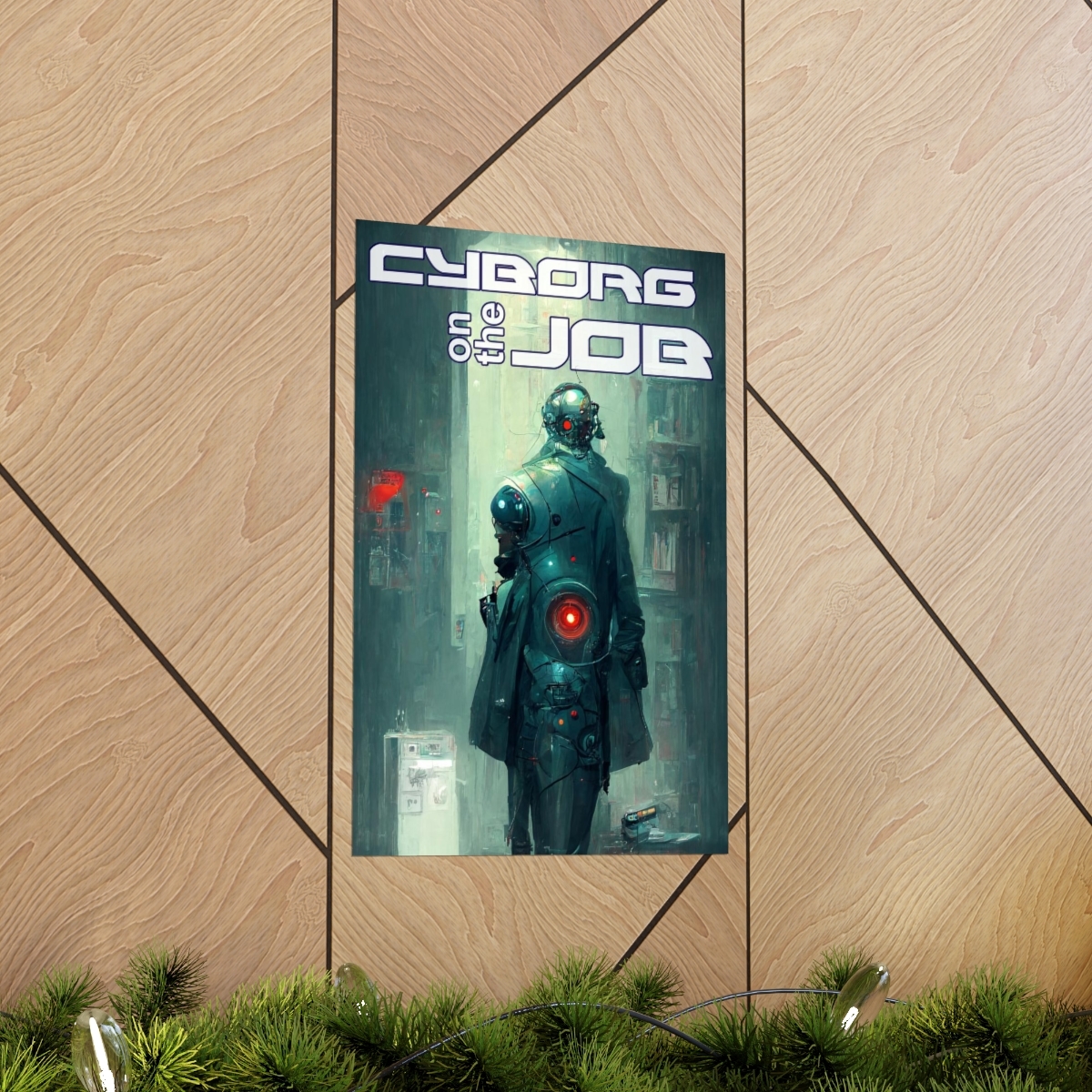Cyborg on the Job Cyberpunk Inspired Matte Poster - Image 5