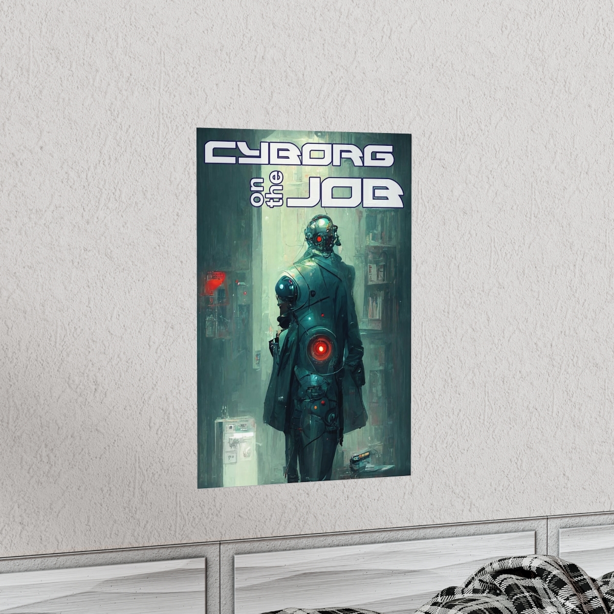 Cyborg on the Job Cyberpunk Inspired Matte Poster - Image 6