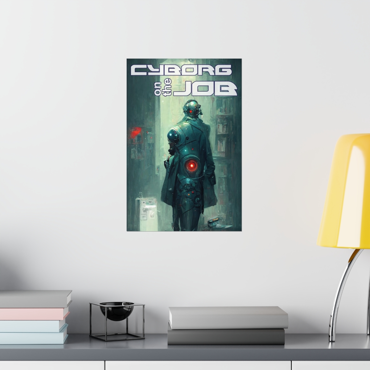 Cyborg on the Job Cyberpunk Inspired Matte Poster - Image 8